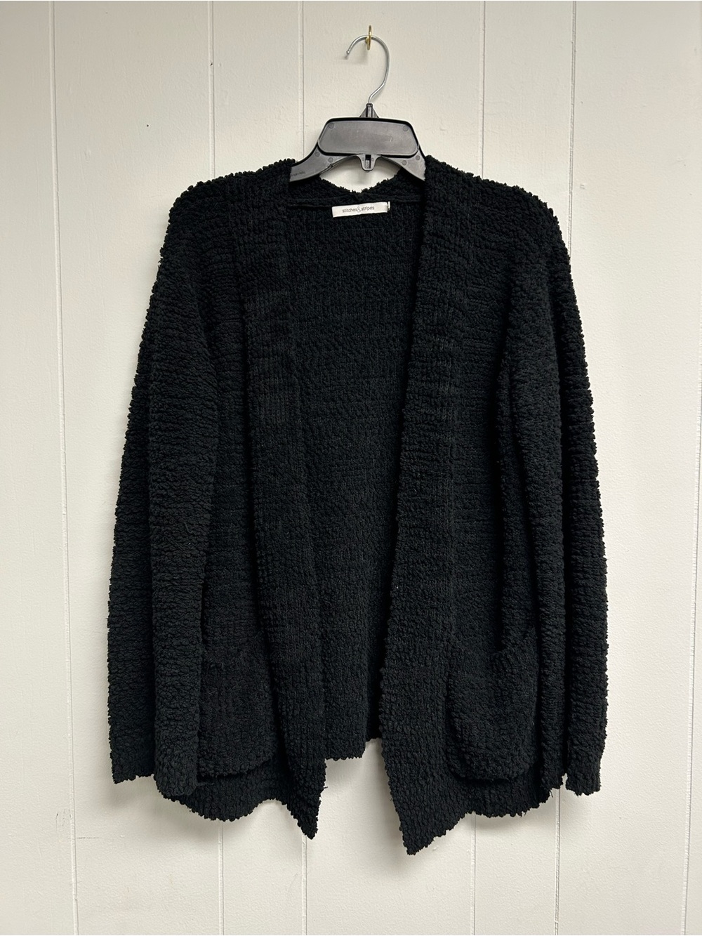 Stitches & Stripes Black Cozy Open-Front Cardigan